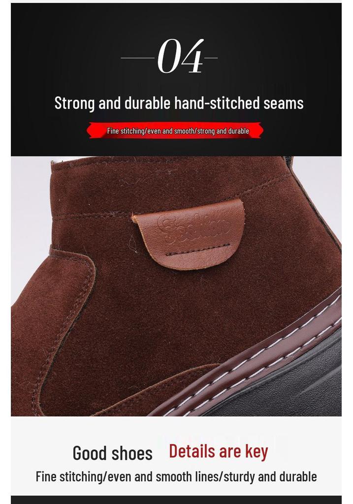 Men's Winter Fleece-Lined Snow Boots with Thick Sole, Non-Slip, Zipper, Cold Protection
