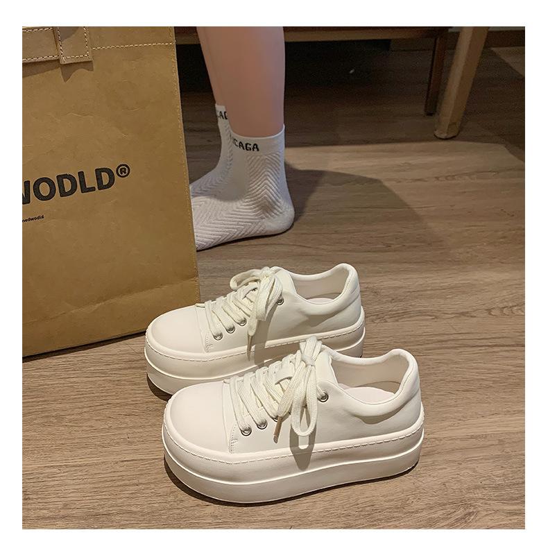 

2025 spring American platform niche sports casual shoes big head board shoes commuting height increase muffin white shoes women 35