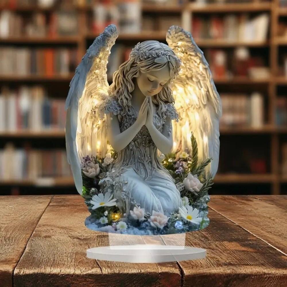 Radiant Design Angel Statue Warm Atmosphere Prayer Angel Acrylic Ornament Cafe Decor