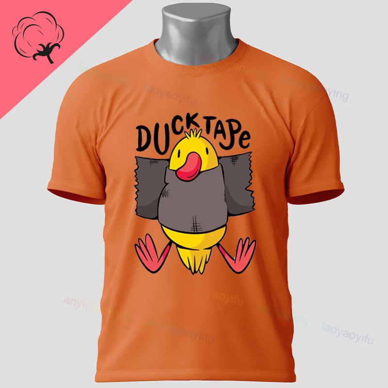 Funny Duckduct Tape Graphic Tshirt Black Casual 100 Cotton Shortsleeve Humor Style Tshirt For Everyday Outdoor Wear