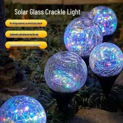 Retro Solar Glass Crackle Lights: Waterproof Outdoor Courtyard Landscape Atmosphere Lighting