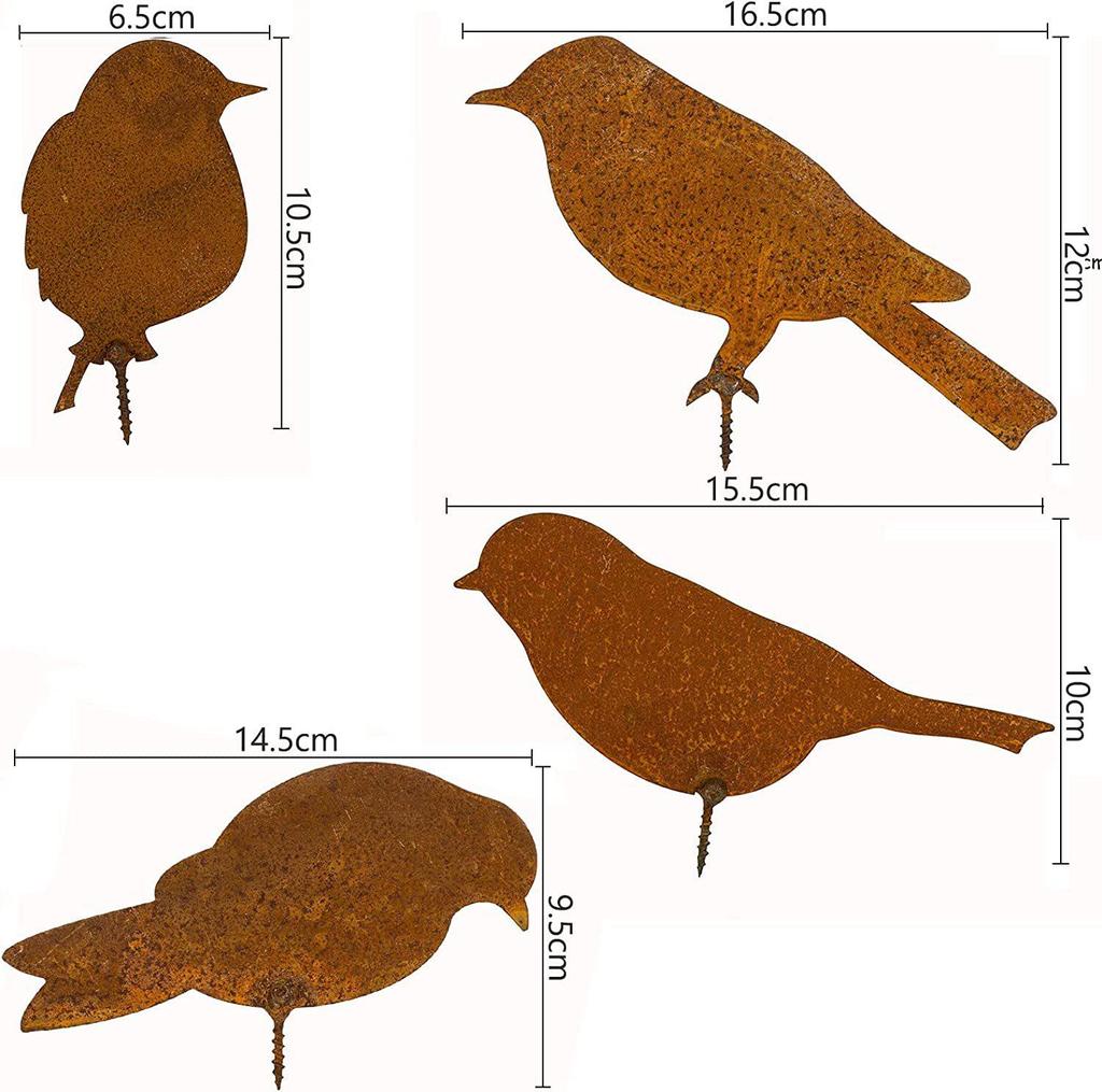 Rusty Metal Bird Silhouette: Retro Garden Tree Ornament