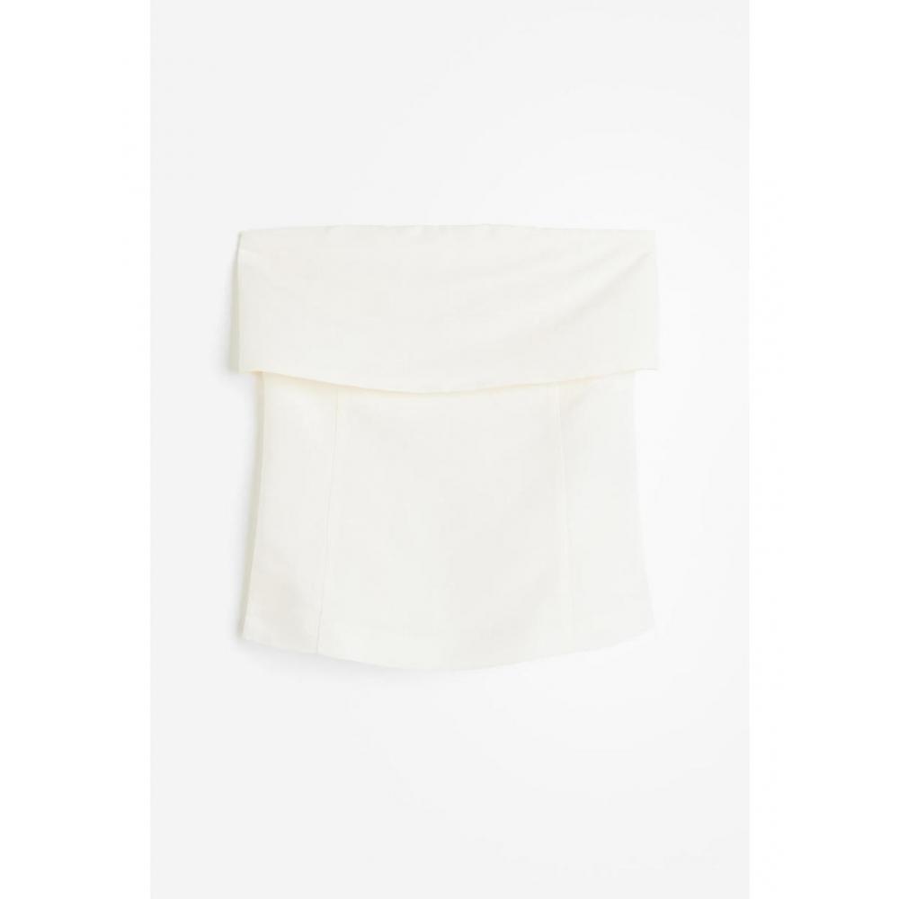 

Топ без бретелек H&M Linen Blend кремовый 1179849001