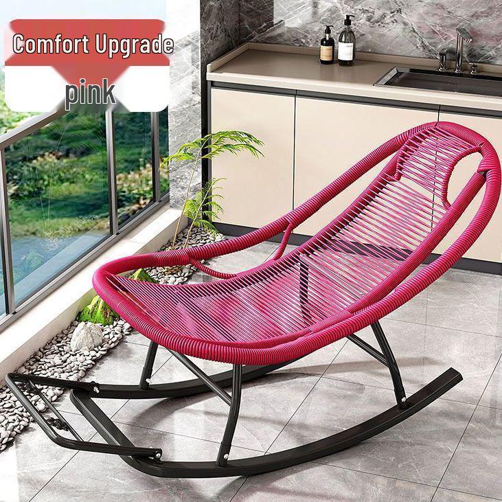Rattan Recliner Rocking Chair for Elderly - Cozy Balcony Nap Sofa