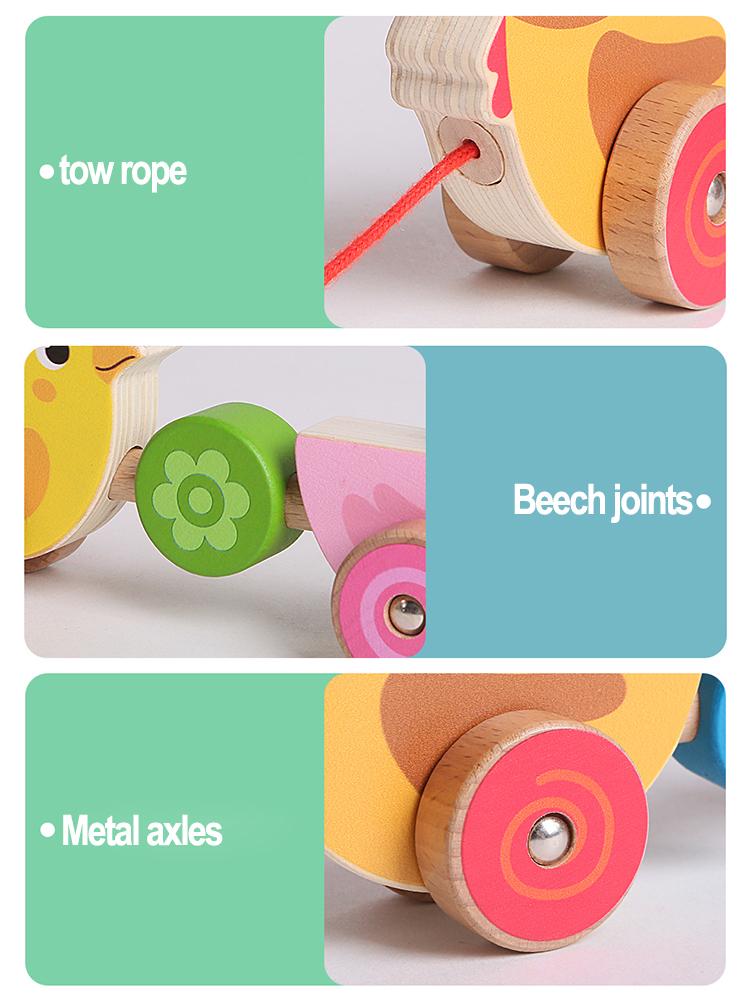 Iwood Wooden Boys Drag Walker Toy Car/Infant Hand Rope Car Baby Car Children's Day Birthday Gift