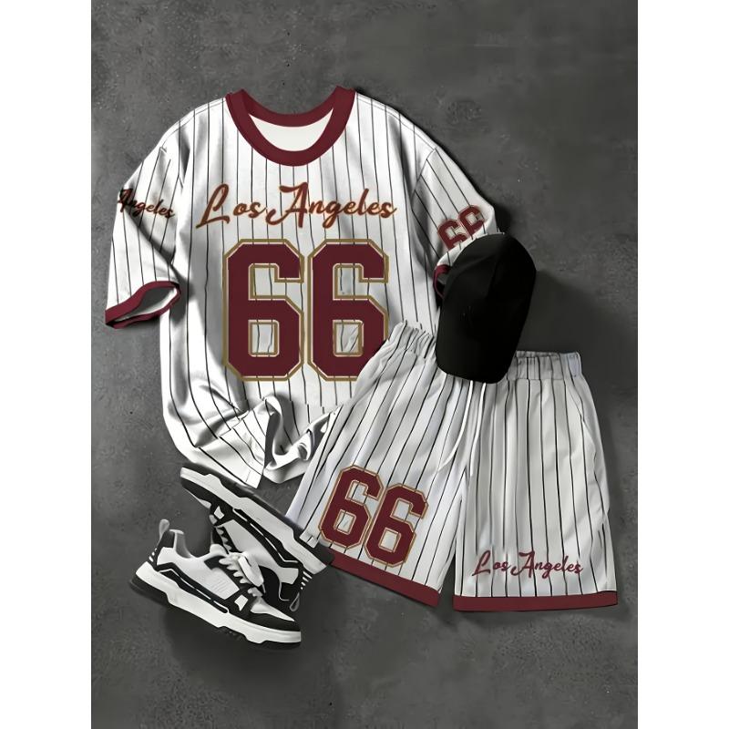 Men s 3D printed T-shirt and drawstring shorts set S
