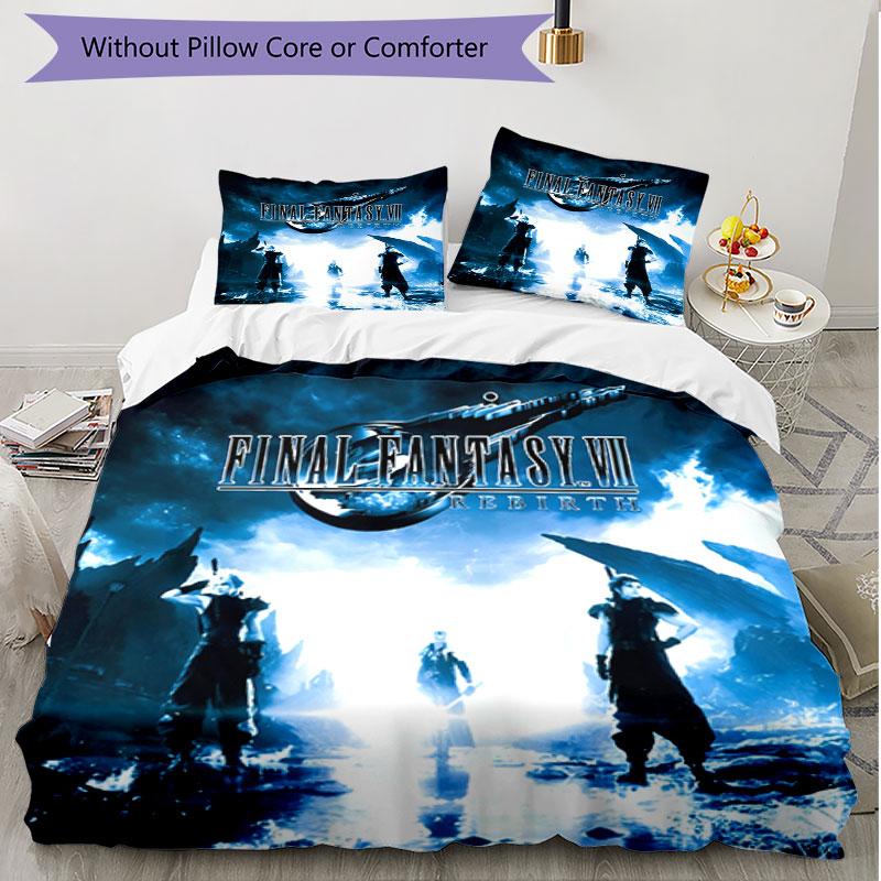 3pcs Duvet Cover Set (1*Duvet Cover + 2*Pillowcase, Without Core), Final Fantasy Print Soft All‑Season Bedding Set, Home Bedroom Decor Gift