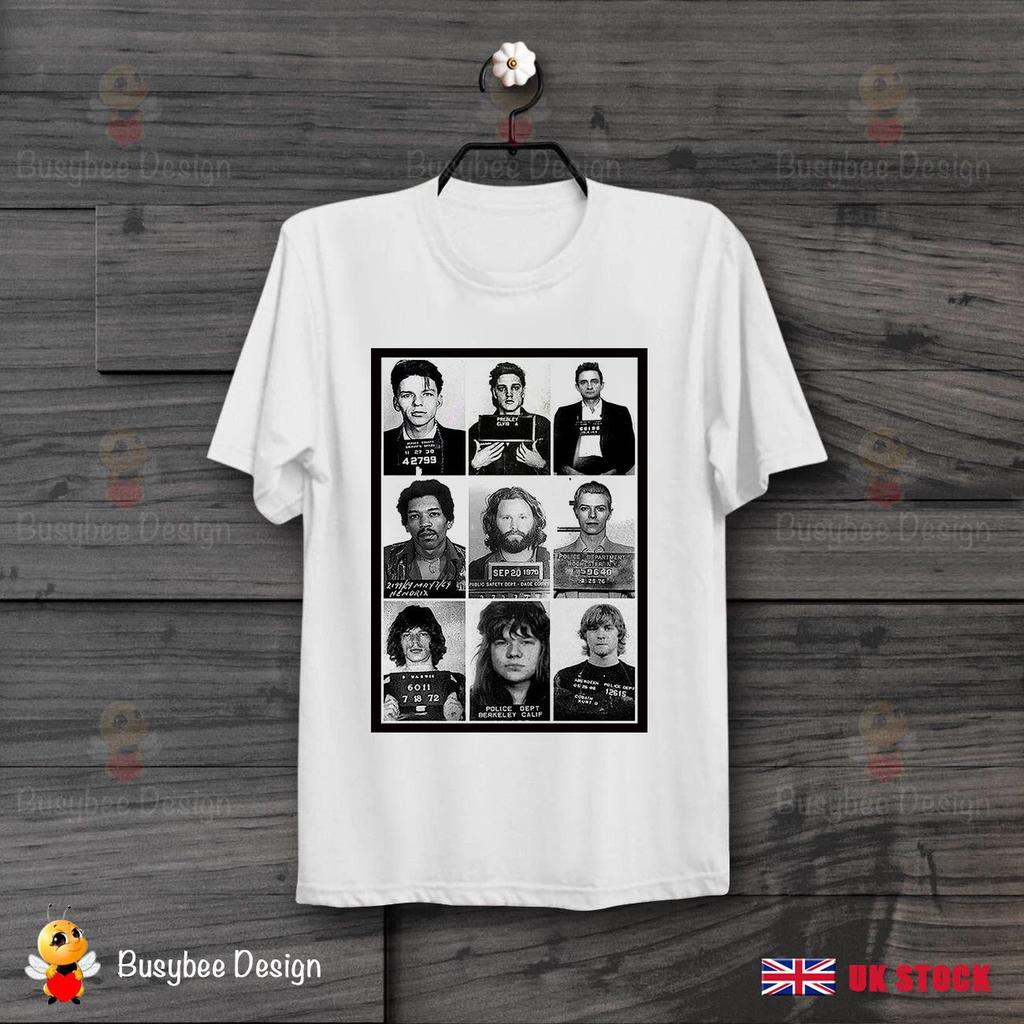 Celebrities Mugshot Retro Vintage Rock stars Hipster Unisex 100% Cotton T-shirt Mens Tees Top B26