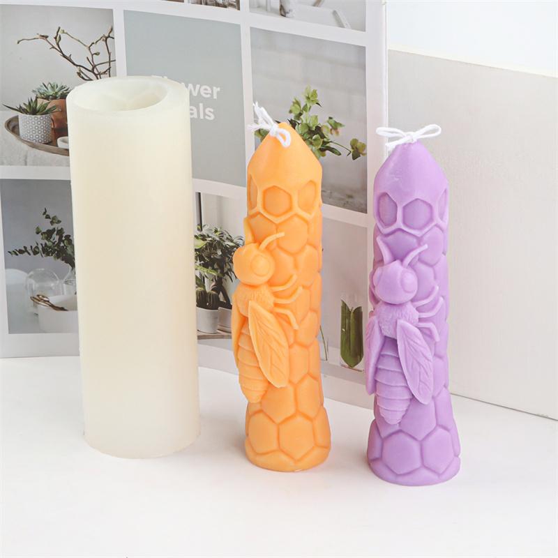 3D Honeycomb Cylinder Candle Silicone Mold DIY Honeycomb Bee House Handmade Making Soy Wax Candle Mold Home Decor Gifts