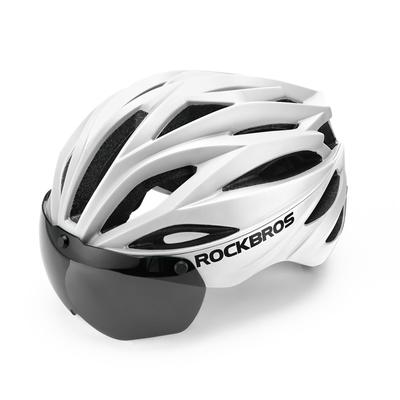 ROCKBROS Adult Bicycle CE Molded Impact with Magnetic Goggles and UV Adjustable Size Matte for Road and School Helmet, Certified, Lightweight,