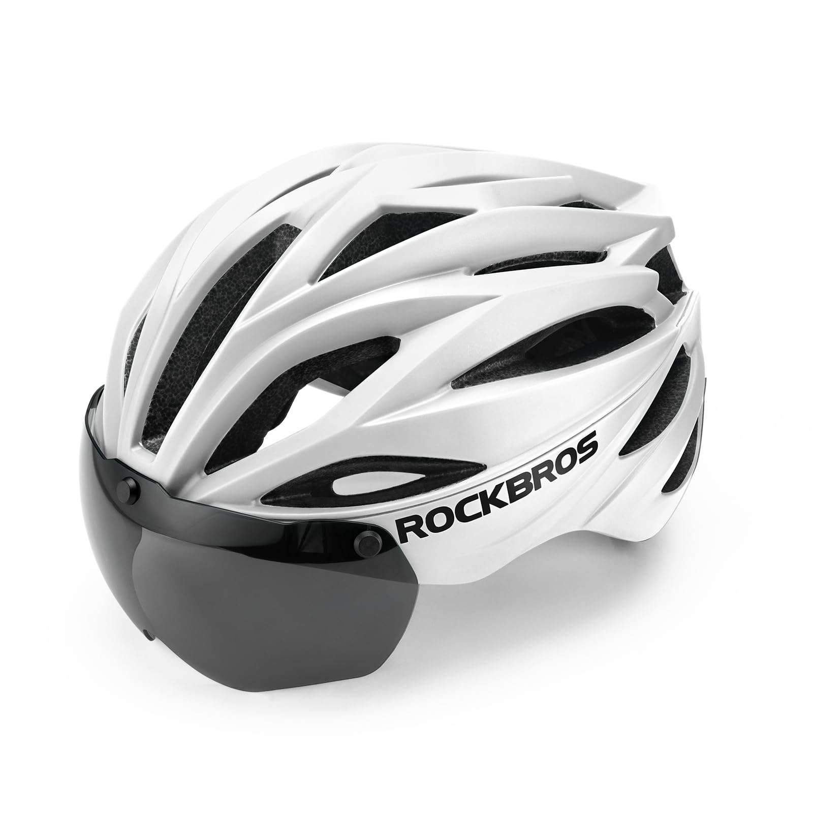 

ROCKBROS Adult Bicycle CE Molded Impact with Magnetic Goggles and UV Adjustable Size Matte for Road and School Helmet, Certified, Lightweight,