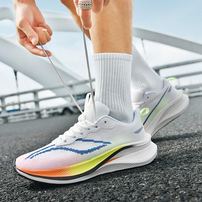 Marathon Air Cushion Carbon Plate Sports Running Shoes Men Breathable Lightweight Women'S Comfortable Athletic Nonskid Sneakers