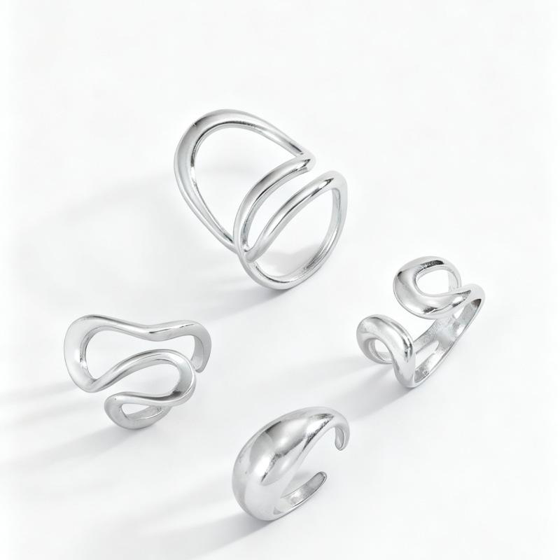 Party Daily Wear Rings Set Geometric lady Fashion suit 4Pcs exquisite  Handmade