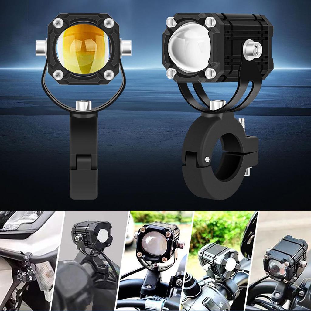 Devil Eye LED Motorcycle Headlight - High/Low Beam, White/Yellow Strobe