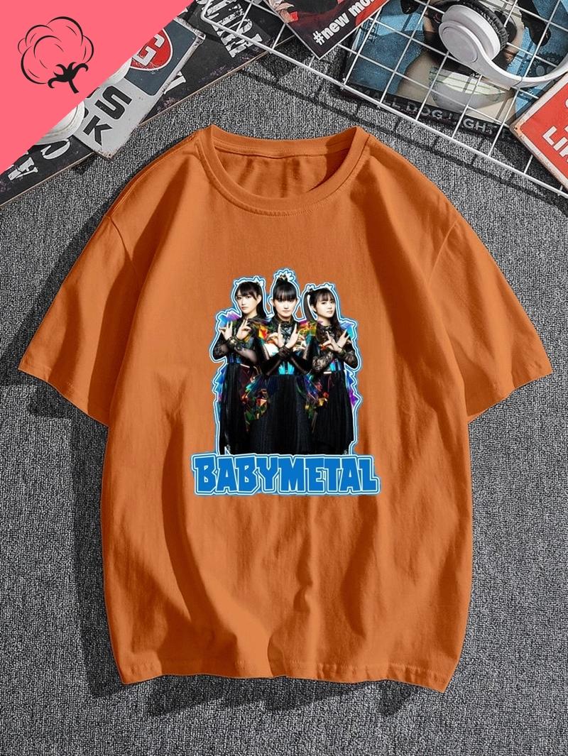 Japanese Girl Rock Band BABYMETAL Classic Poster Print T-shirt, Fashion Street Wear, Casual Loose Cotton Women s T-shirt S