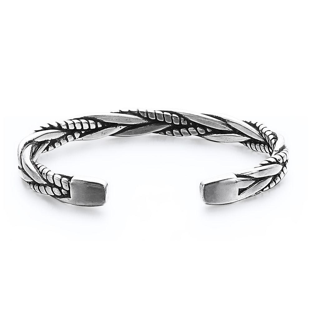 Hot Thai Vintage Men Twisted Bracelet Open Bangle 925 Sterling Silver
