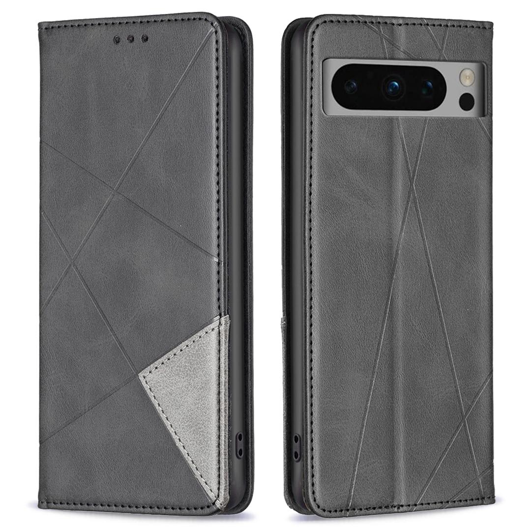 

Для Google Pixel 8 Pro Чехол для телефона с тиснением, подставка, кожаный держатель для карт, чехол для телефона Black