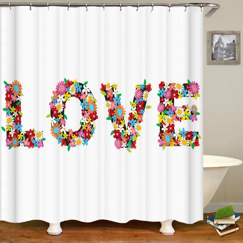 JY01Beautiful Flowers Shower Curtain Bathroom Waterproof Shower Curtain Leaves Plant Printing Curtains for Bath Shower With Ho@1