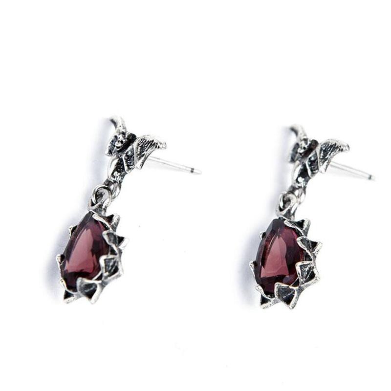 Gothic Rote Vampir Fledermaus Ohrringe Vintage Punk Tropfen Ohrringe für Frauen Schmuck Geburtstag Jahrestag Geschenk