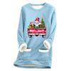 Ladies' Loose And Comfortable Round Neck Christmas Print Thick With Pockets Long Sleeved Top