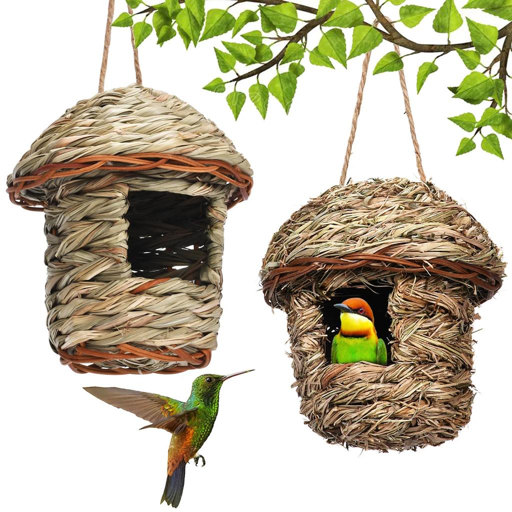 Hand-woven Straw Bird's Nest Parrot Hatching Outdoor Garden Hanging Bird Nest Hatching Breeding House Nest Bird Accessories