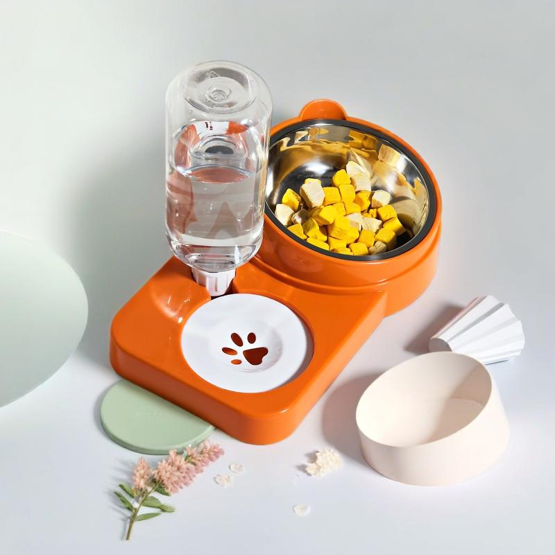 Pet Water & Food Bowl Set - Double Bowl Dog/Cat Feeder, Anti-Spill Pet Dish, Essential Pet Supplies Pet Feeder