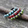 Retro Ethnic Style Turquoise Small Round Beads Ring Women Jewelry Accessories