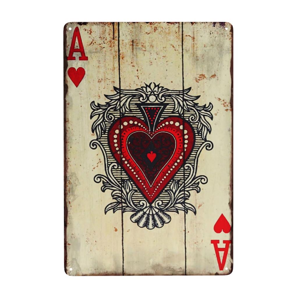 Vintage Poker Metal Sign Retro Joker Tin Sign King Jack Sign Wall Decoration for Home Cafe Pub Bar Shop 8x12 Inch