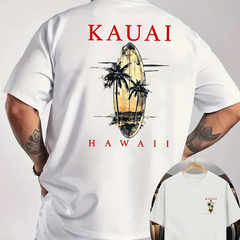 Vintage Kauai Hawaii Surf Print Unisex 100% Baumwolle T-Shirt Lässige Rundhals Kurzarm Oberteile Streetwear T-Shirts