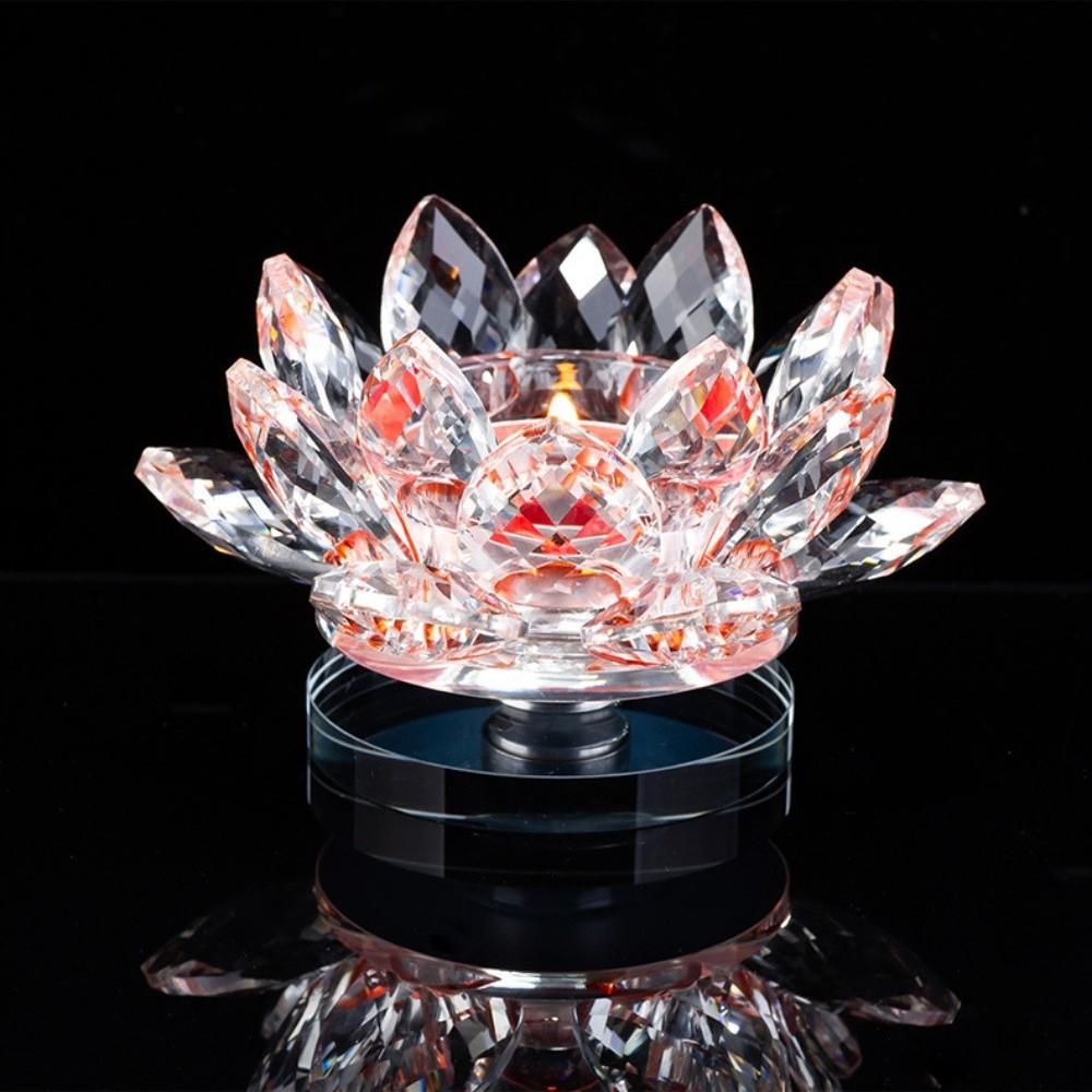 Hoom Decor Lotus Flower Candlestick Clear Lotus Figurines Candle Stand Living Room красный
