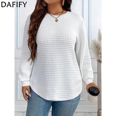 Blusas y camisas de manga larga con cuello redondo y estampado de Color sólido informal a la moda para mujer