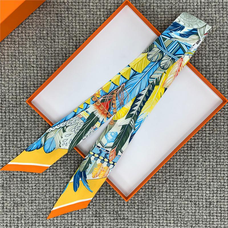 POBING Animals Print 18m/m Twill Silk Scarves Women Luxury Brand Scarf Bag Ribbons Tie Head Scarf Small Long Skinny Scarf 86*5CM