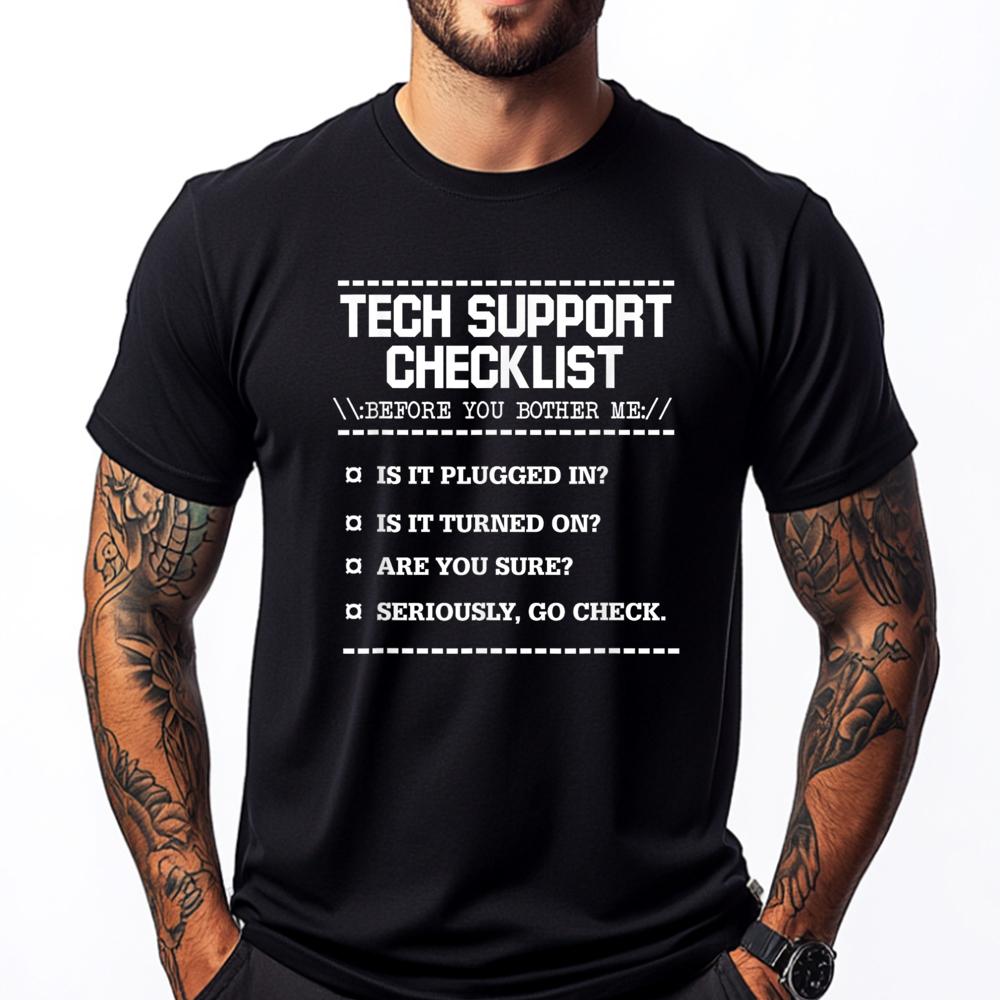 Tech Support Checklist Computer Geek Sysadmin Luxury T Shirt Men High Quality Man Clothes Vaporwave