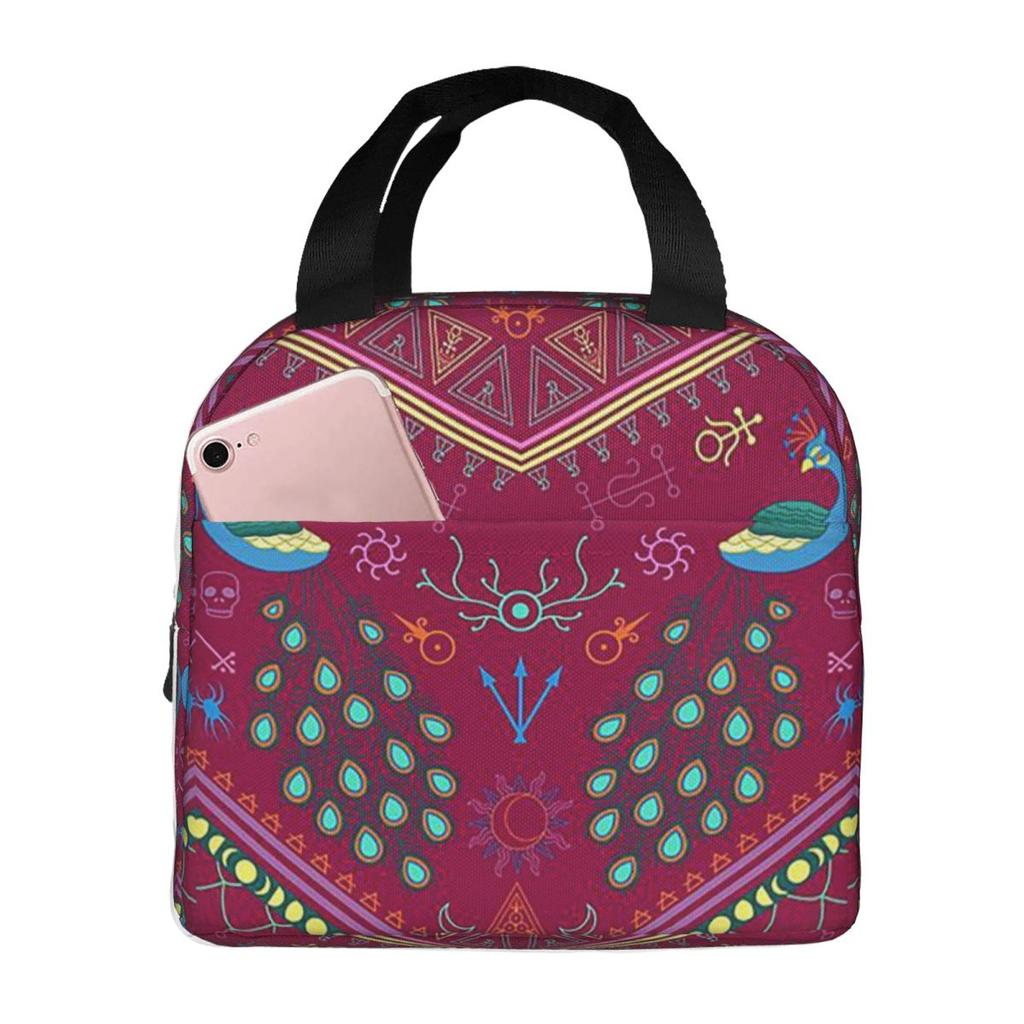 Mollymauk Tealeaf Inspired Print Insulated Lunch Bag for Women Office Cooler Thermal Food Box Tote Lunch Boxes Container