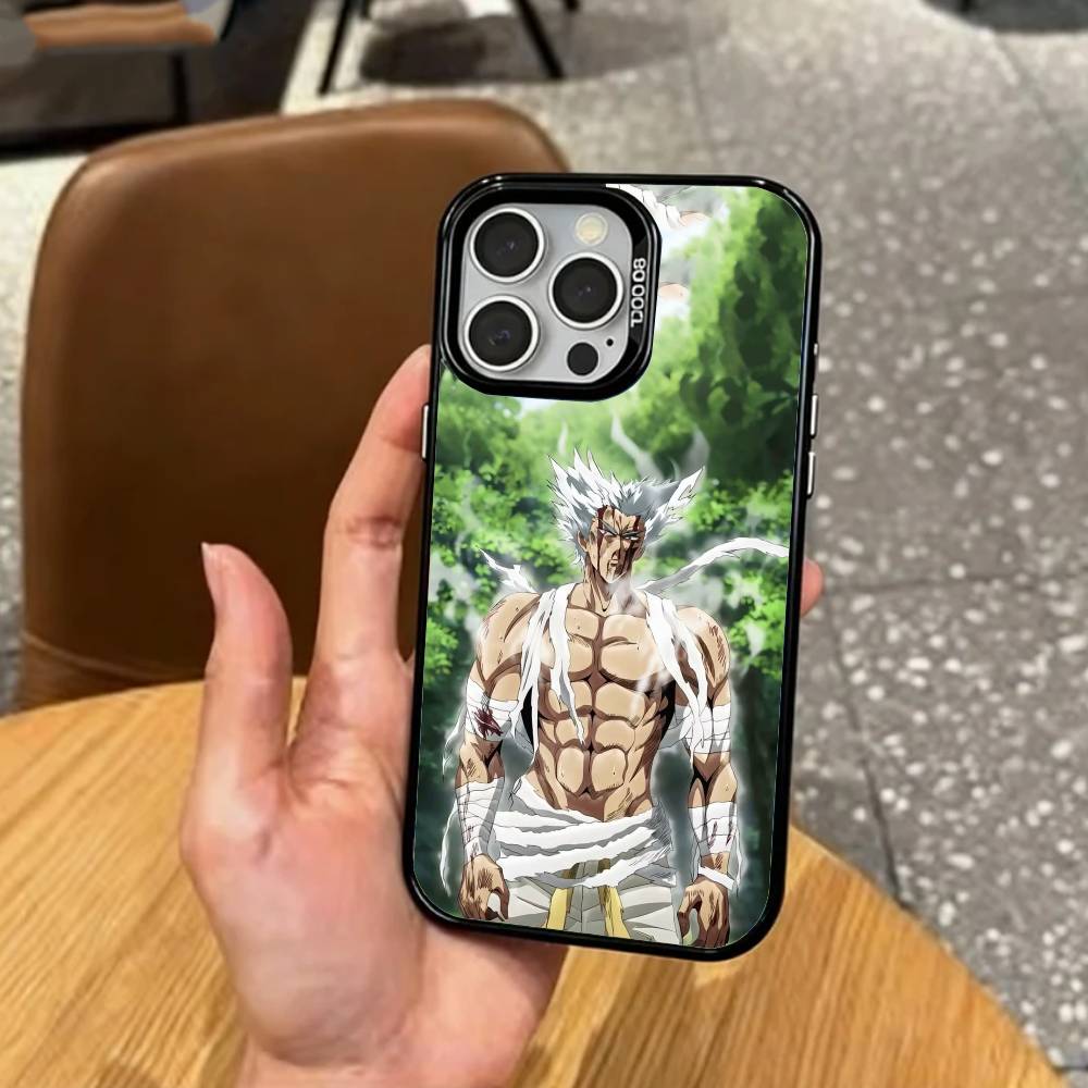 Funny One Punch M-Man Phone Case For iPhone17,16,15,14,13,12,11 Plus,Pro Max Colored Silver Plated Inside Cover