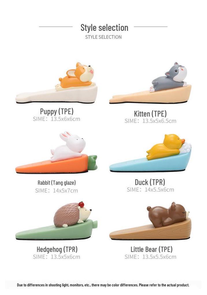 Cartoon Animal PVC Door Stopper - Creative, Anti-collision, Child Safety Door Holder for Living Room