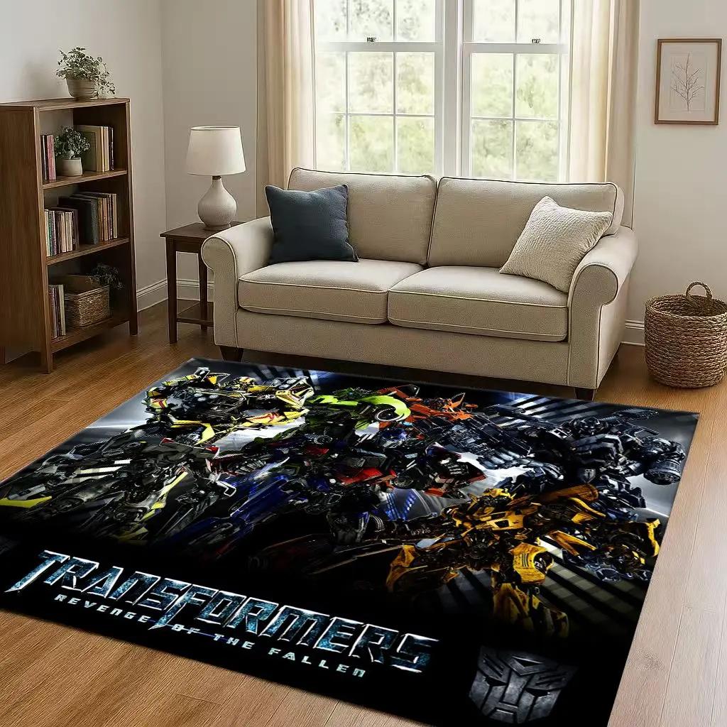 3D T-Transformers Optimus Prime Bumblebee Cartoon Living Room Non-Slip Area Rug Carpet For Bedroom Sofa,Easy Clean Home Doormat
