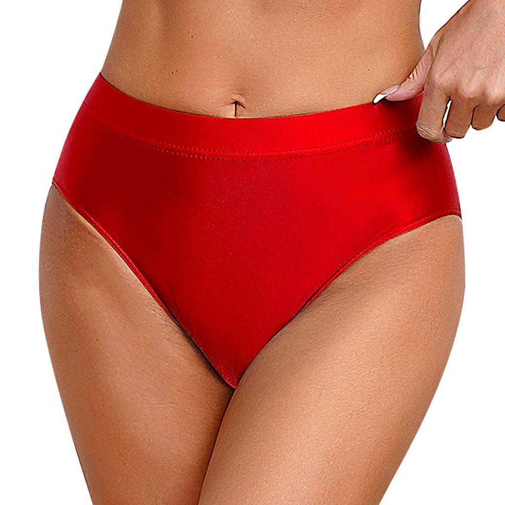 Womens Shiny Solid Color Briefs High Stretch Elastic Waistband Underwear