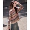 Demana Women's Retro Jacquard Round Neck Knit Sweater