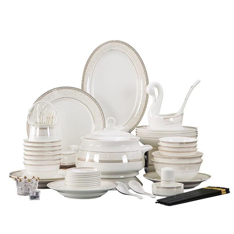 Roman Romance European Light Luxury 12-Piece Bone China Dinnerware Set