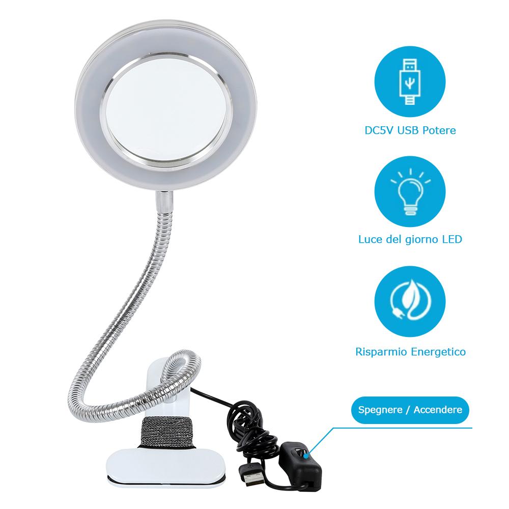 LED Desk Lamp Clip On Light Magnifying Glass Clamp Lamp Eye Protection Table Lamp For Reading Tattoo Computers And Makeup Light