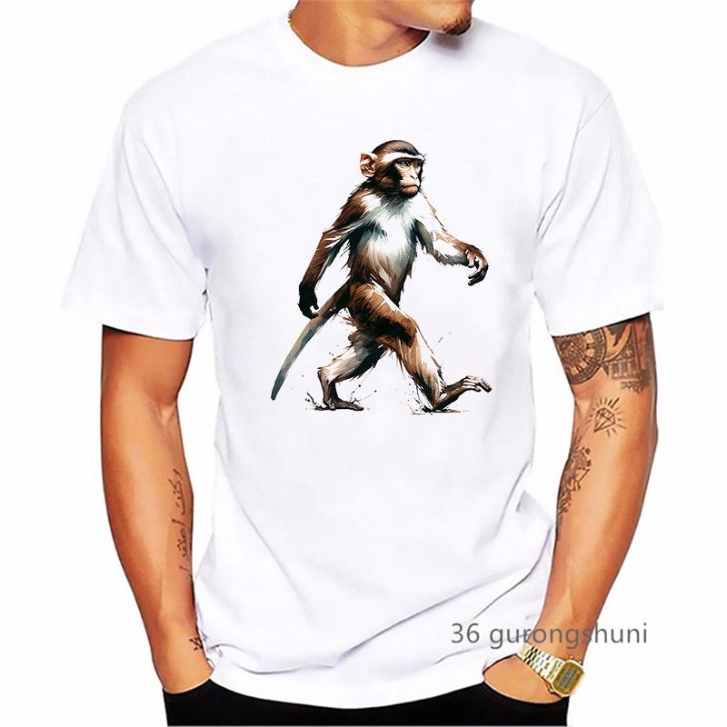 Cool Watercolor Monkey Animal Printed T Shirt MenS Clothing Summer Fashion Short Sleeve TShirt Homme Harajuku Shirt