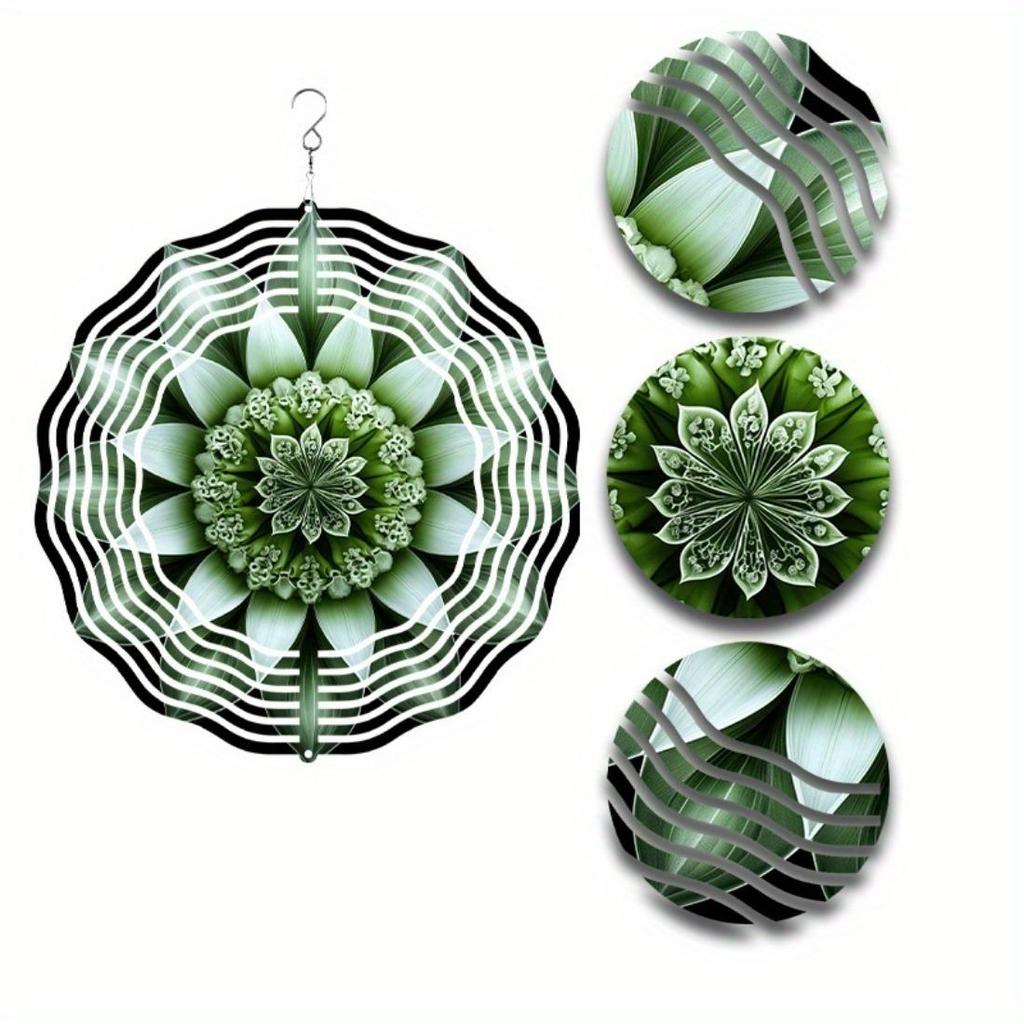A 2D Metal Mandala Flower-Themed Outdoor Wind Chime, Perfect for Garden Decoration, Sculptural Yard Art, a Colorful Spinning Gift