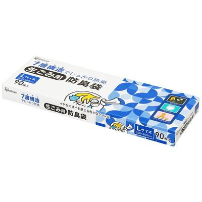 Iris Ohyama Food Garbage Deodorizer Bag L Size 90 Pieces Odor Resistant Food Garbage Diaper Pet White 7 Layer Structure Just Tie and Throw Away