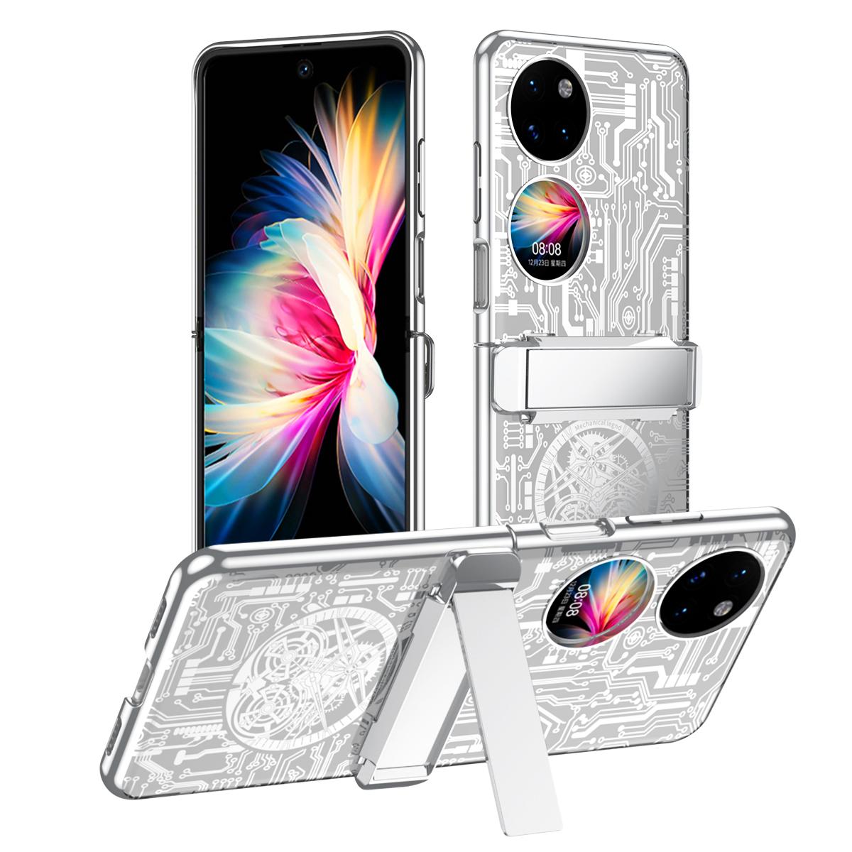 

Механическая серия Legend для Huawei P50, карманный гальванический чехол, шарнирная подставка, чехол для ПК Silver