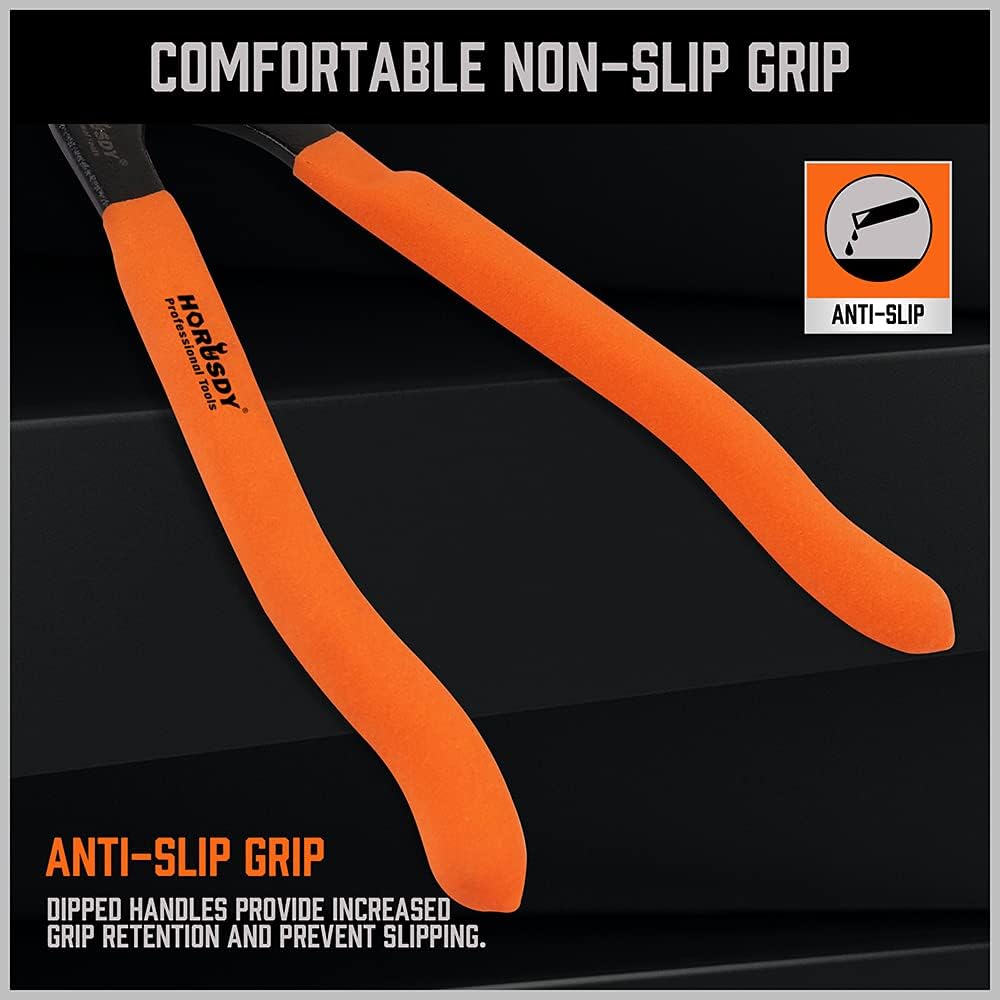 HORUSDY 12" Adjustable Oil Filter Pliers, 20° Angled Jaw Heavy-Duty Oil Filter Wrench, High Carbon Steel Removal Tool With Non-Slip Handles, Fits