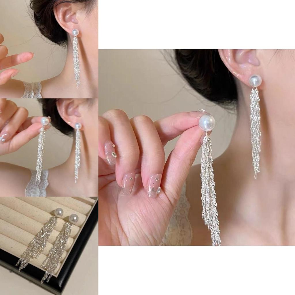 Geometric Artificial Pearl Drop Earrings With Alloy Construction For Casual Daily Wear Women