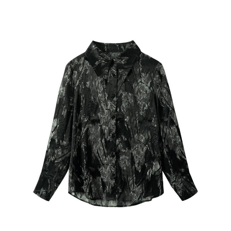 Northern Deer Elegant Pointed Collar Sheer Sun Protection Women's Shirt for Spring/Summer