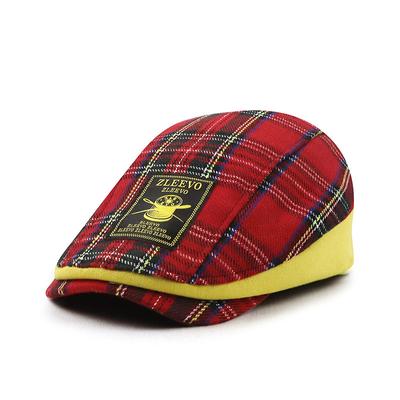 Wiosna Jesień Vintage Kraciasta Czapka Męska Brytyjski Beret Czapka Forward Czapka Lakierowana