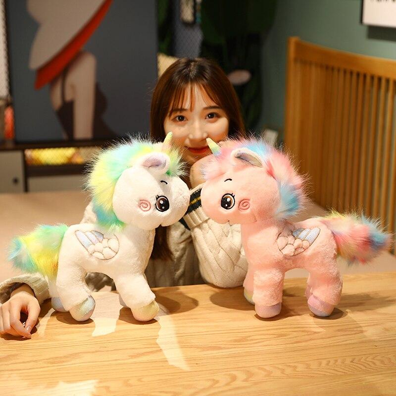 1pc 35cm Lovely Colorful Unicorn Plush Toys Rainbow Unicorn Horse Pillow Stuffed Soft Dolls Cushion For Girls Valentine 'S Gift